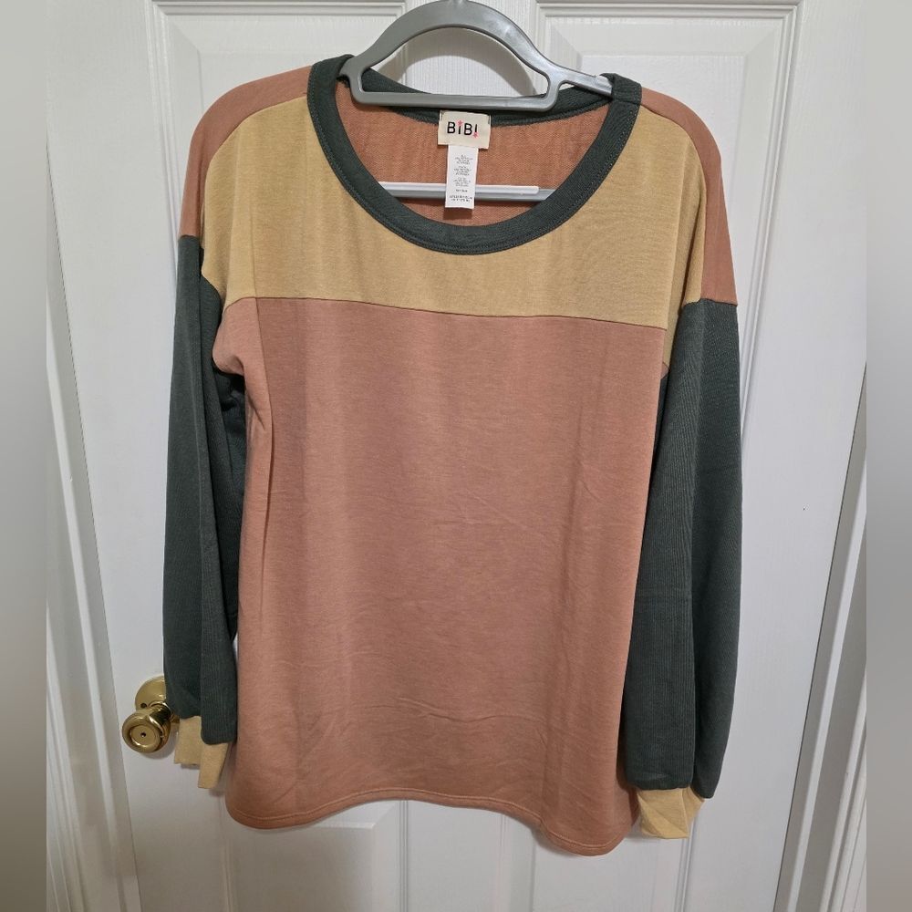 BiBi Multicolor Long Sleeve Shirt NEW Sz LG